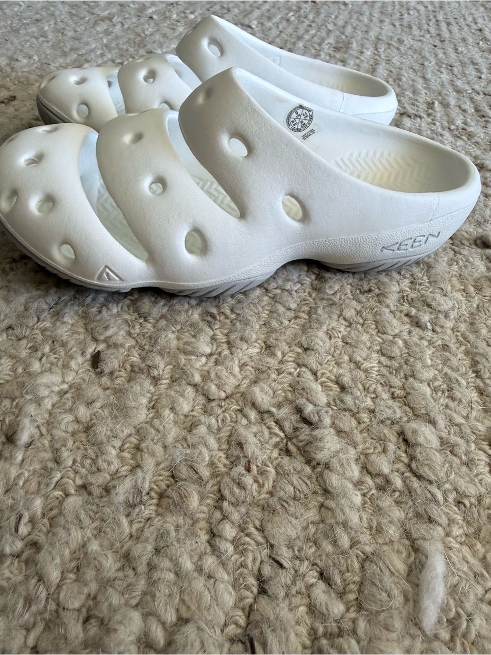 KEEN Women White Slip-On Foam Clog Sandals